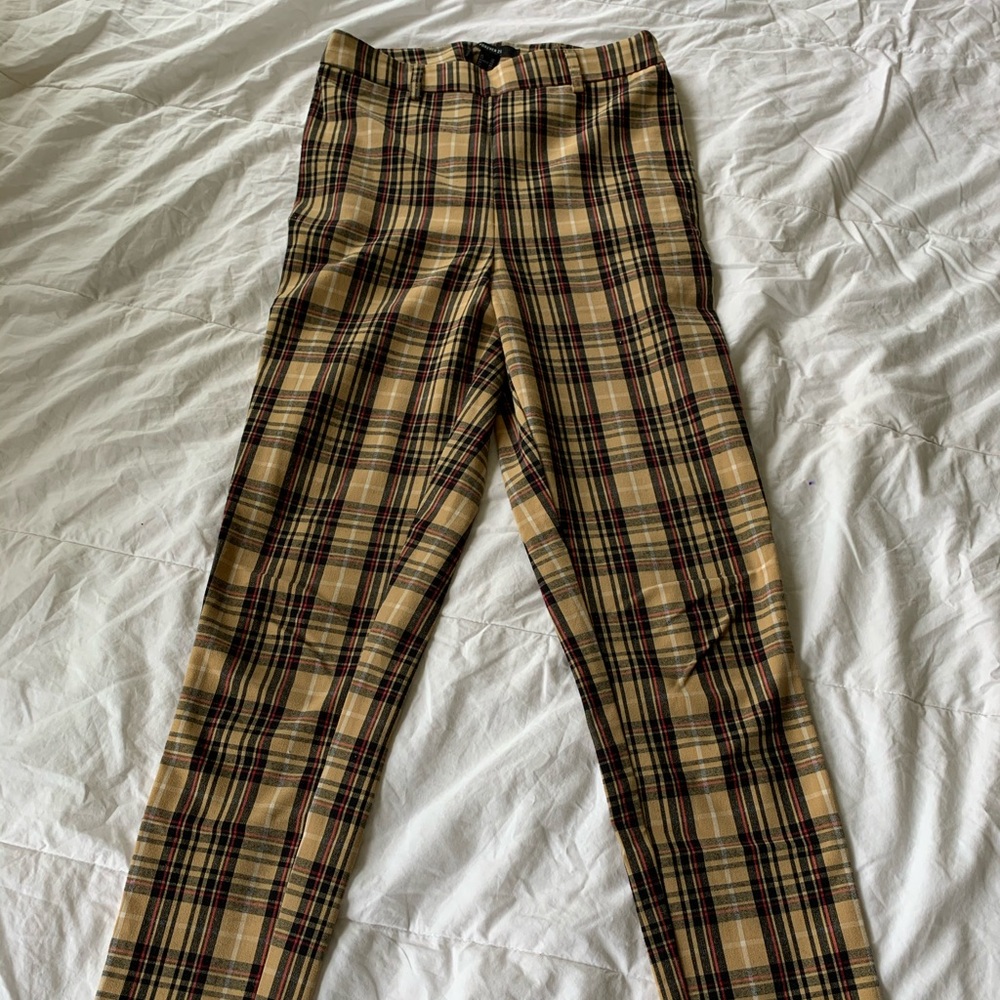 High waist plaid pants